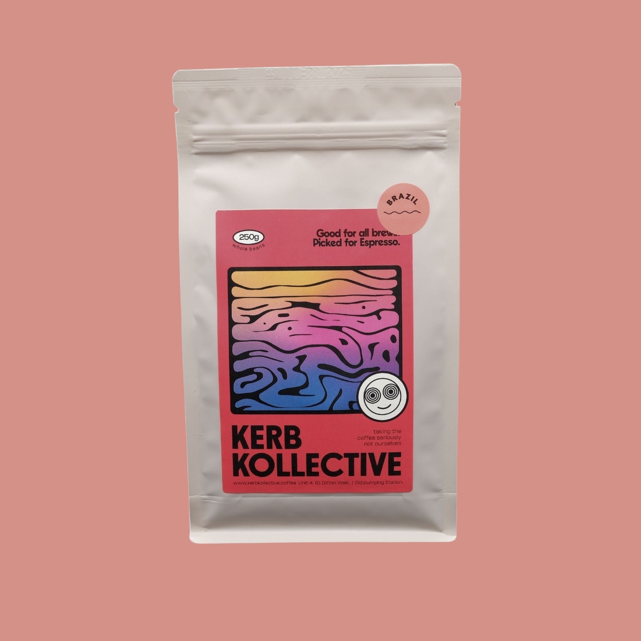 a 250g bag of Samba Reserve speciality coffee from Cambridge roasters Kerb kollective
