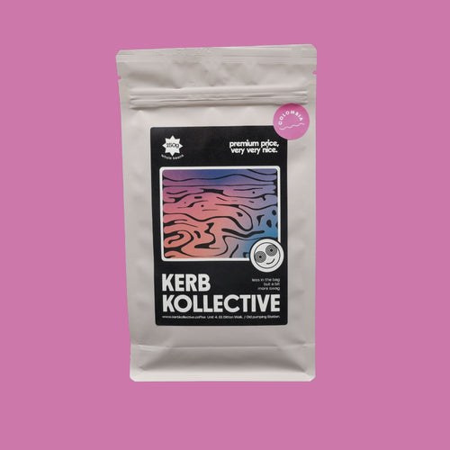 a 150g bag of Pink Bourbon from Zarza, in Colombia. Roasted by Speciality coffee roasters Kerb Kollective based in Cambrigde